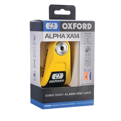 Замок на диск Oxford Alpha XA14 Alarm Disc Lock Yellow