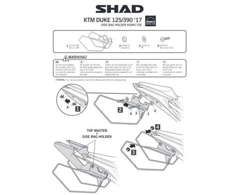 Крепеж боковых сумок Shad KTM DUKE 125/250/390 (18-19 год)