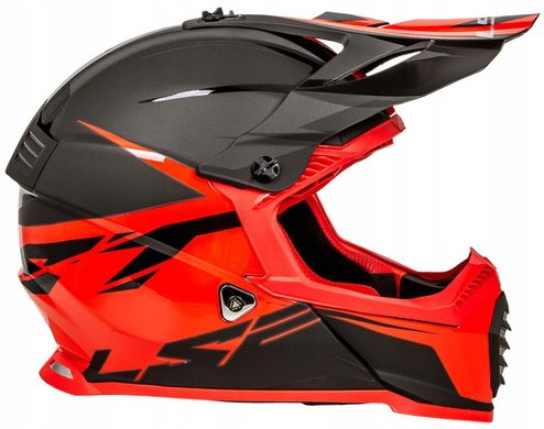 Мотошолом LS2 MX437 Fast EVO Roar Black Red XXL