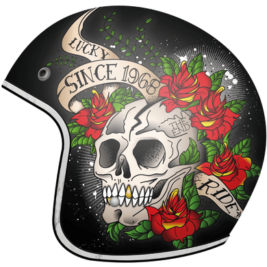 Мотошлем MT LE MANS 2 SV Skull Roses Gloss Red XL