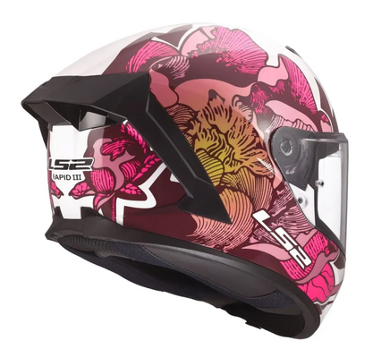 Мотошолом LS2 FF820 Rapid 3 Poppies 2 White Pink XS