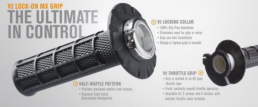Мото гріпси ODI HALF-WAFFLE MX V2 Lock-On Soft Grey