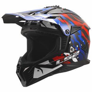 Мотошолом LS2 MX708 Fast 2 GROTESK White Blue Red L