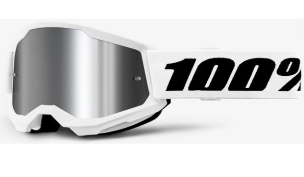 Мотоочки 100% STRATA Goggle II White - Mirror Silver Lens