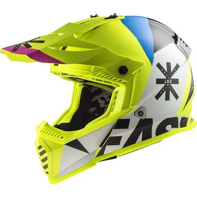 Мотошлем LS2 MX437 Fast EVO Heavy White Hi-Vis Yellow M