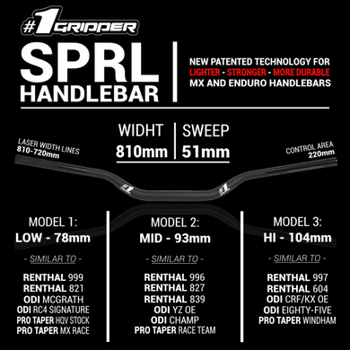Кермо для хард ендуро ONEGRIPPER #1 SPRL (Spiral) Handlebar EXTRA LOW - 29mm