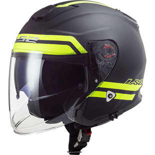 Мотошлем LS2 OF521 Infinity Hyper Matt Titanium Hi-Vis Yellow