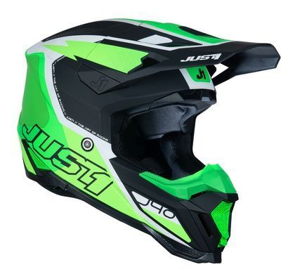 Мотошолом Just1 J40 Flash Fluo Green White Black
