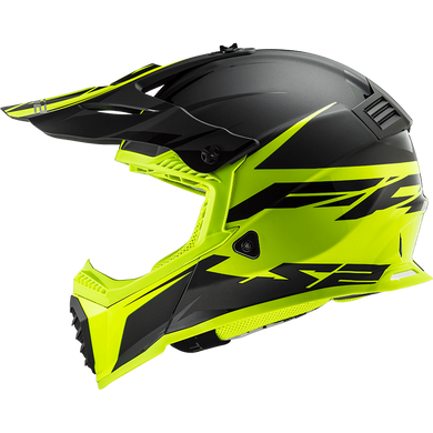 Мотошолом LS2 MX437 Fast EVO Roar Matt Black Hi-Vis Yellow L