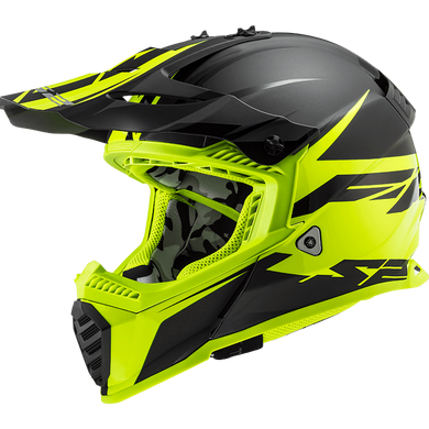 Мотошлем LS2 MX437 Fast EVO Roar Matt Black Hi-Vis Yellow L