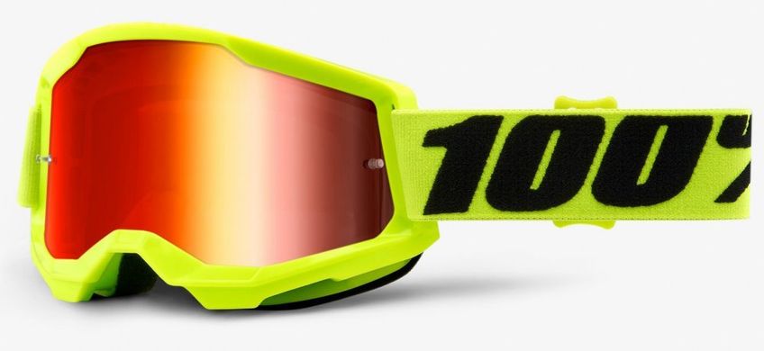 Детские мотоочки 100% STRATA 2 Youth Goggle Yellow - Mirror Red Lens, Mirror Lens