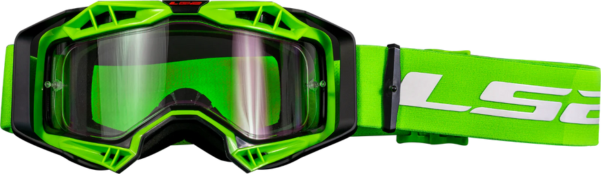 Маска кроссовая LS2 Aura Goggle Black Hi-Vis Green With Clear Visor