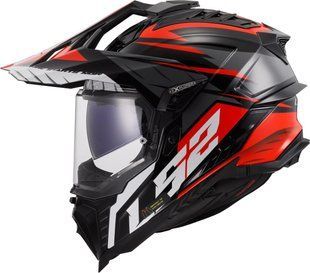 Мотошолом LS2 MX701 Explorer Spire Black Titanium Red L