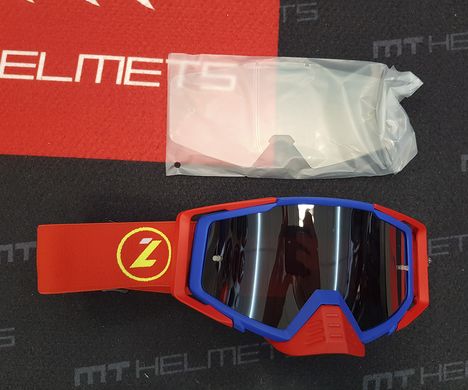 Мотоочки LAZER Goggle Race Style Blue Red - Mirror Silver Lens