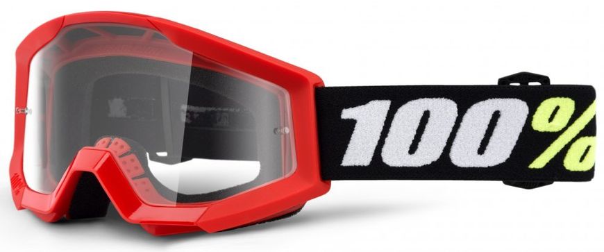 Детские мотоочки 100% STRATA MINI Goggle Red - Clear Lens, Clear Lens