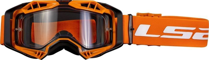 LS2 Aura Enduro Series Goggle Black Hi-Vis Orange with Clear Visor
