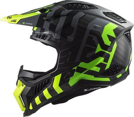 Мотошолом LS2 MX703 C X-Force Barrier Hi-Viz Yellow Green XXXL