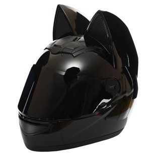 Мотошолом кішка Nitrinos NEKO HNJ Gloss Black L-XL