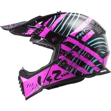 Мотошлем LS2 MX437 Fast EVO Verve Black Fluo Pink M