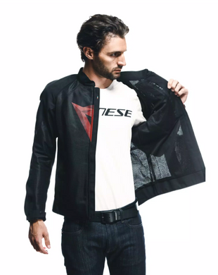Dainese HEROSPHERE AIR TEX JACKET BLACK RED DIAMOND 56