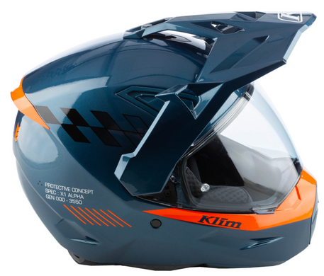 Мотошолом KLIM X1 Alpha ECE/DOT LG Gloss Concept Petrol - Strike Orange