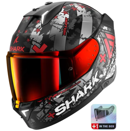 Мотошлем SHARK SKWAL i3 HELLCAT Matt Black Grey Red M - купить