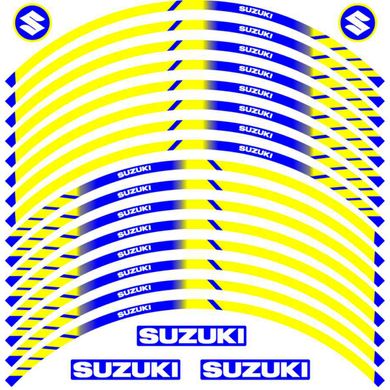 Наклейка на обод колеса Suzuki Blue Yellow