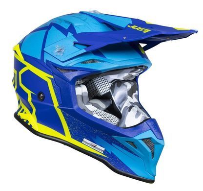 Мотошолом Just1 J39 Poseidon Fluo Yellow Blue