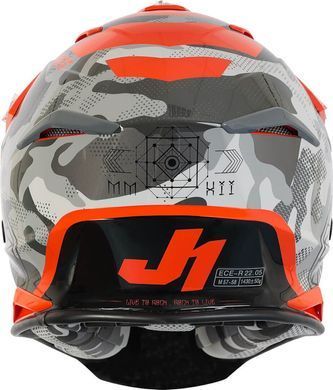 Мотошлем Just1 J39 Kinetic Camo Grey Red Fluo Orange L