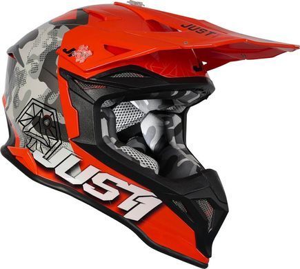 Мотошлем Just1 J39 Kinetic Camo Grey Red Fluo Orange L