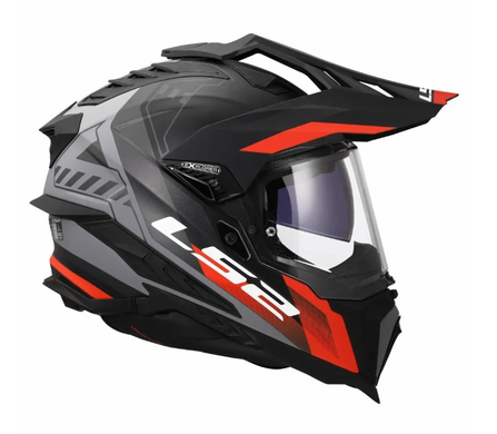 Мотошолом LS2 MX701 Explorer Hexa Black Red Grey XXL