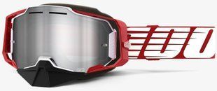 Маска кросова 100% ARMEGA Snowmobile Goggle Oversized Deep Red Dual Mirror Silver Lens