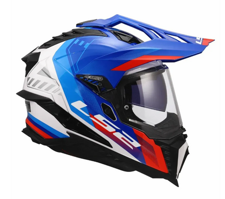 Мотошолом LS2 MX701 Explorer Hexa White Blue Red XXL
