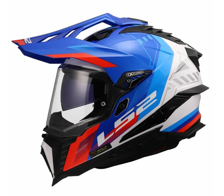 Мотошолом LS2 MX701 Explorer Hexa White Blue Red XXL