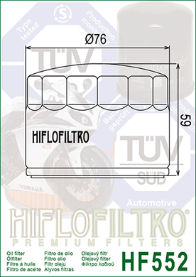 Фільтр масляний Hiflo Filtro HF552