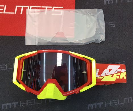 Маска кросова LAZER Goggle Race Style Red Yellow - Mirror Silver Lens