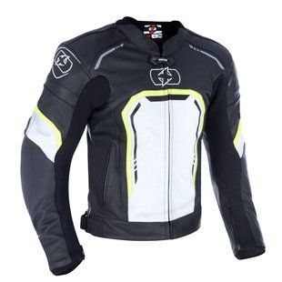 Oxford Strada MS Leather Sports Jacket Black/ White/ Fluo S