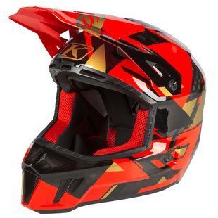 Мотошолом KLIM F3 Carbon ECE Raid Fiery Red - Gold M