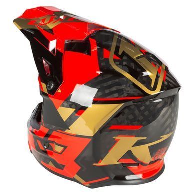 Мотошлем KLIM F3 Carbon ECE Raid Fiery Red - Gold M