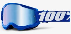 Маска кроссовая 100% STRATA 2 Goggle Blue - Mirror Blue Lens, Mirror Lens