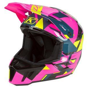 Мотошолом KLIM F3 Carbon ECE Raid Knockout Pink - Hi-Vis