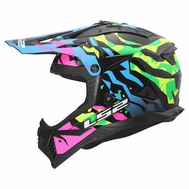 Мотошолом LS2 MX708 Fast 2 GROTESK Blue Pink Green L