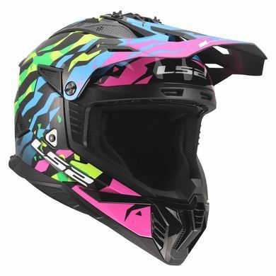 Мотошолом LS2 MX708 Fast 2 GROTESK Blue Pink Green L