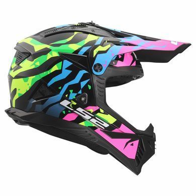 Мотошолом LS2 MX708 Fast 2 GROTESK Blue Pink Green L