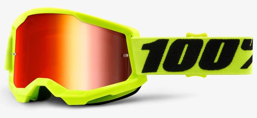 Маска кроссовая 100% STRATA 2 Goggle Fluo Yellow - Mirror Red Lens, Mirror Lens