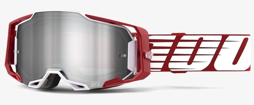 Маска кроссовая 100% ARMEGA Goggle Oversized Deep Red - Flash Silver Lens, Mirror Lens