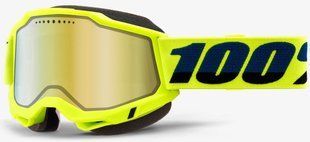 Маска кросова 100% ACCURI 2 Snowmobile Goggle Fluo Yellow Dual Mirror Gold Lens